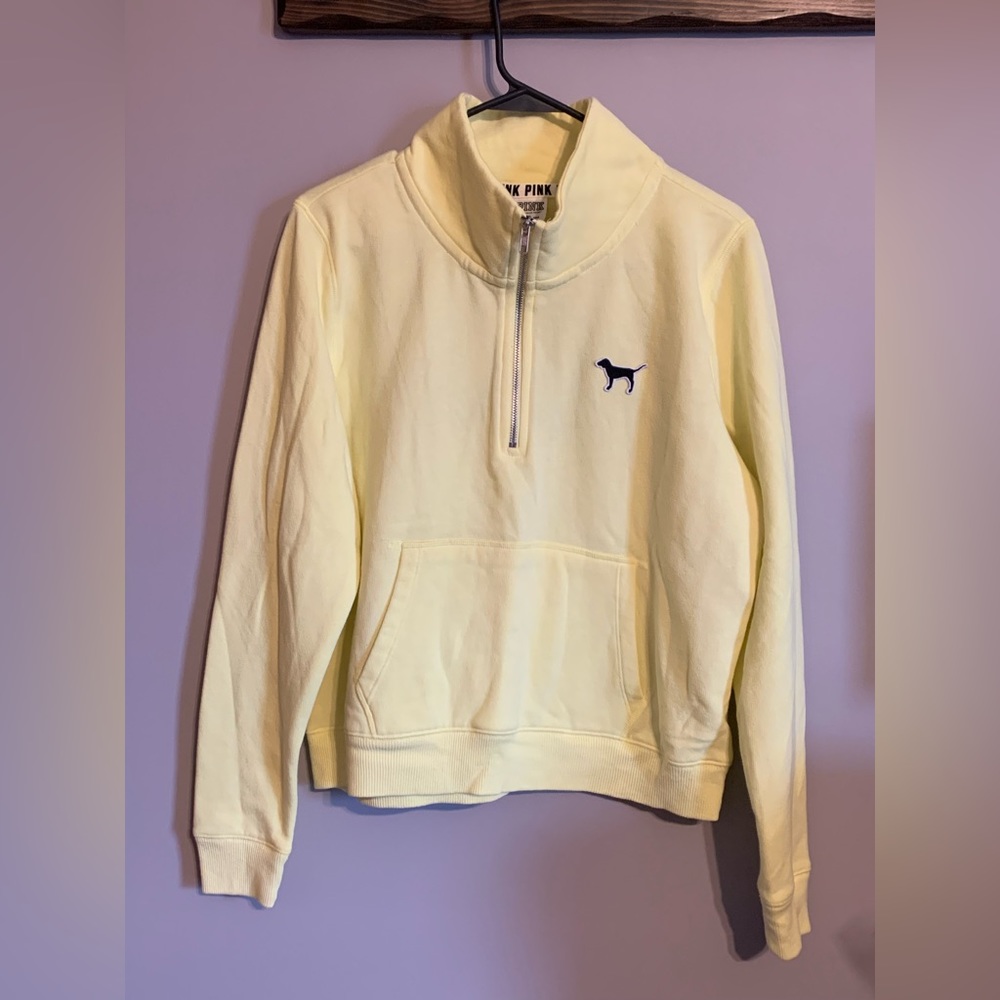NWOT PINK Embroidered Half Zip Pullover